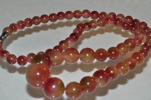 18" "Astonishing/AAA"~WATERMELON CHALCEDONY QUARTZ Graduated Necklace J1337 - Bild 2 von 10