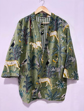 Indian Cotton Jungle Print Kimono, Night Wear Women Tunic Gown Tops Robe