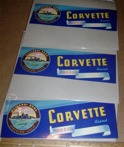 Lot of 3 VINTAGE Unused CORVETTE CRATE LABELS - Attention Collectors - Picture 2 of 2