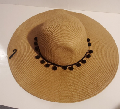 LANE BRYANT LADIES SUMMER FLOPPY FAUX STRAW SUN HAT BLACK  display picture 2