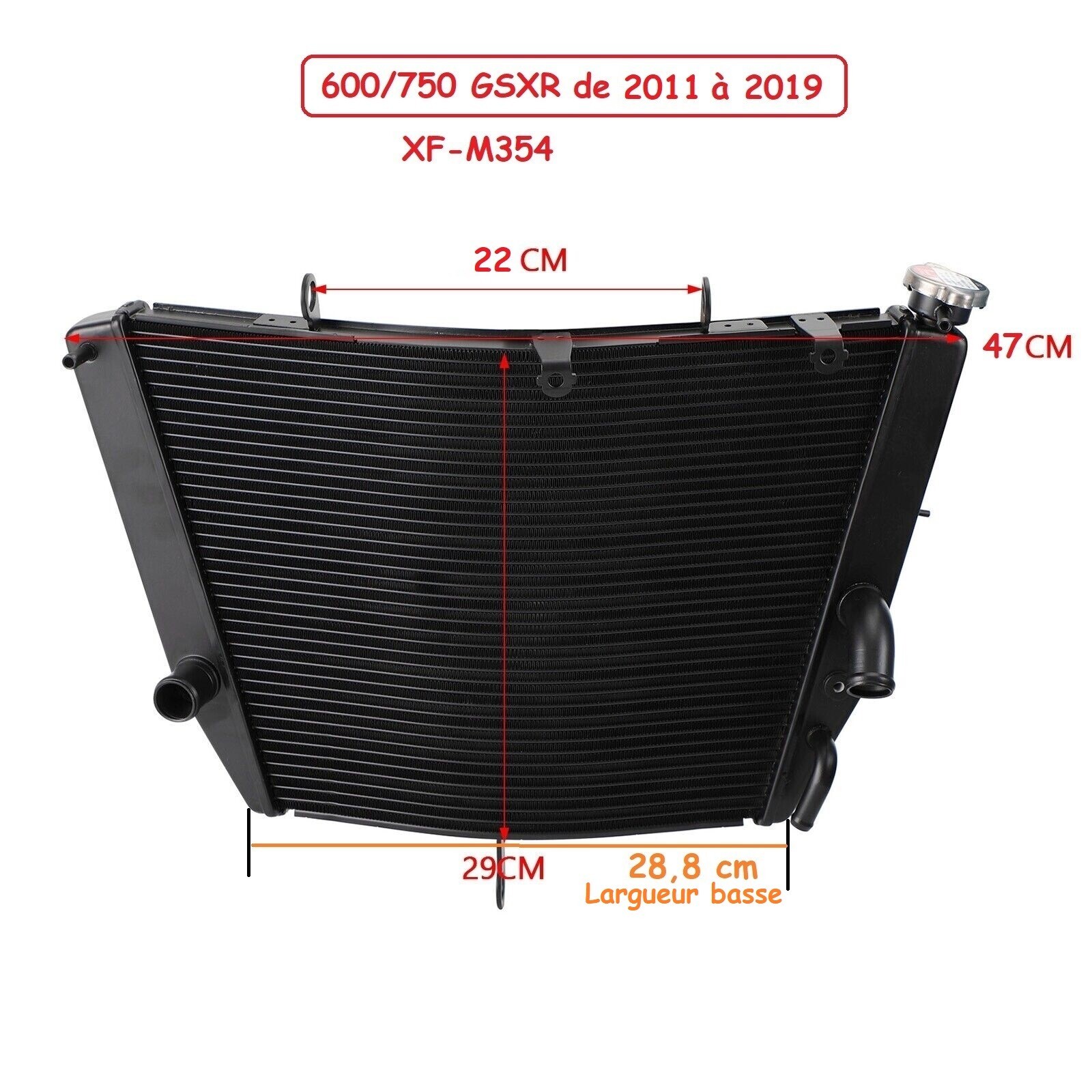 Radiateur GSXR 600 anti surchauffe moteur pour moto de 2011 à 2017 pièce neuve