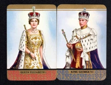 Vintage Swap/Playing Cards - Queen Elizabeth & King George VI Pair (HERRINGBONE)