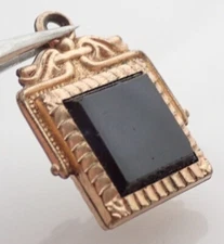 Antique Gold Filled Double Sided Silhouette Onyx Pocket Watch Chain Fob