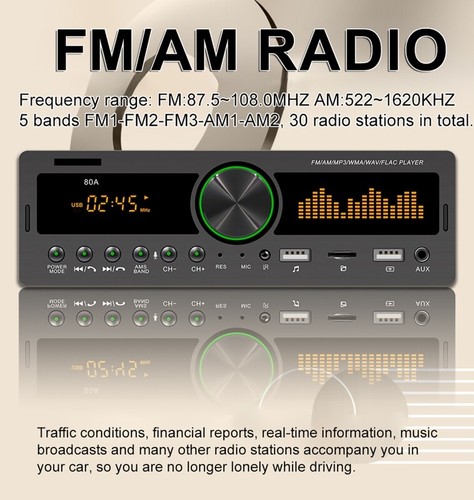 Car Radio Stereo bluetooth AM FM MP3 Player USB Classic Stereo Audio Player 12V - Picture 9 of 11