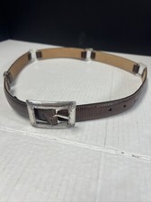 Brighton belt Leather Brown Sz M 23909 women Distressed metal made in USA