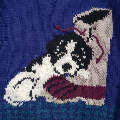 Suéter Mujer Woolrich Años 90 De Colección Grande Azul 100% Lana Cachorro Perro Grueso Tejido - Imagen 2 de 9