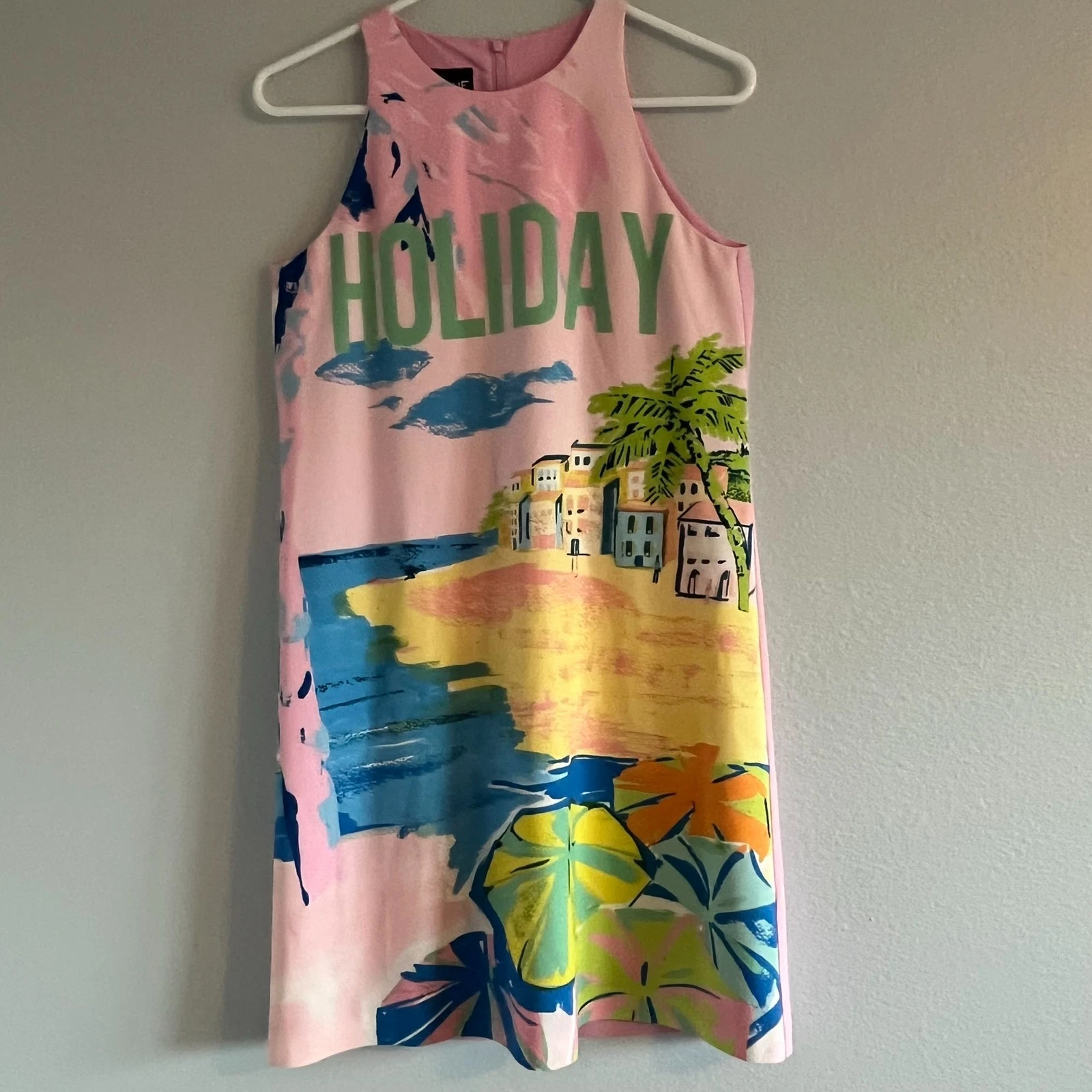 Mini abito Boutique Moschino Vacanze Stampa Grafica Senza Maniche Shift Rosa 6