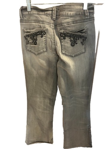 Pantalones de mezclilla Cache gris claro adornados talla 8 - Imagen 4 de 4
