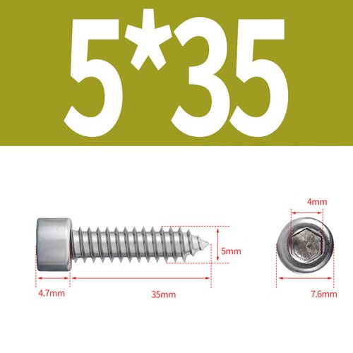 Tornillo autorroscante de cabeza de tapa de acero inoxidable Allen Socket Tappers pernos M1.7 - M6 - Imagen 65 de 76