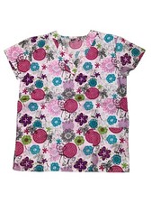 Womens Fashion Medical Nursing Scrub Tops Printed Flower Butterflies S