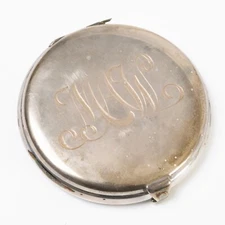 Vintage Tiffany & Co Sterling Silver Round Makeup Compact with Mirror