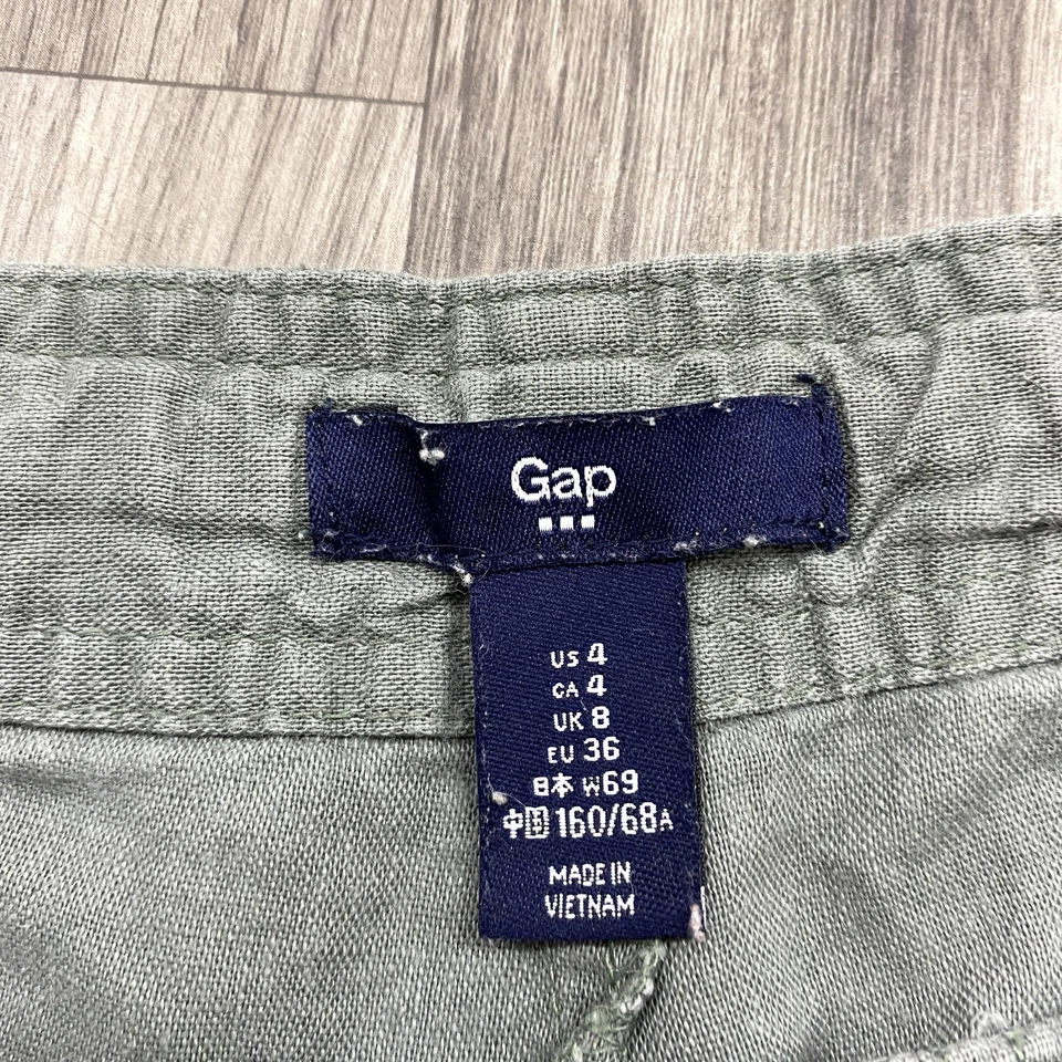 Pantalones Cortos GAP Corbata Elástica Cintura Gris Pull On Lino Para Mujer Talla 4 Foto 4 de 4