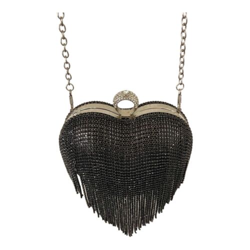 Luxus Clutch Tasche für Damen in Herzform Quaste Abend Strasssteine - Bild 2 von 6