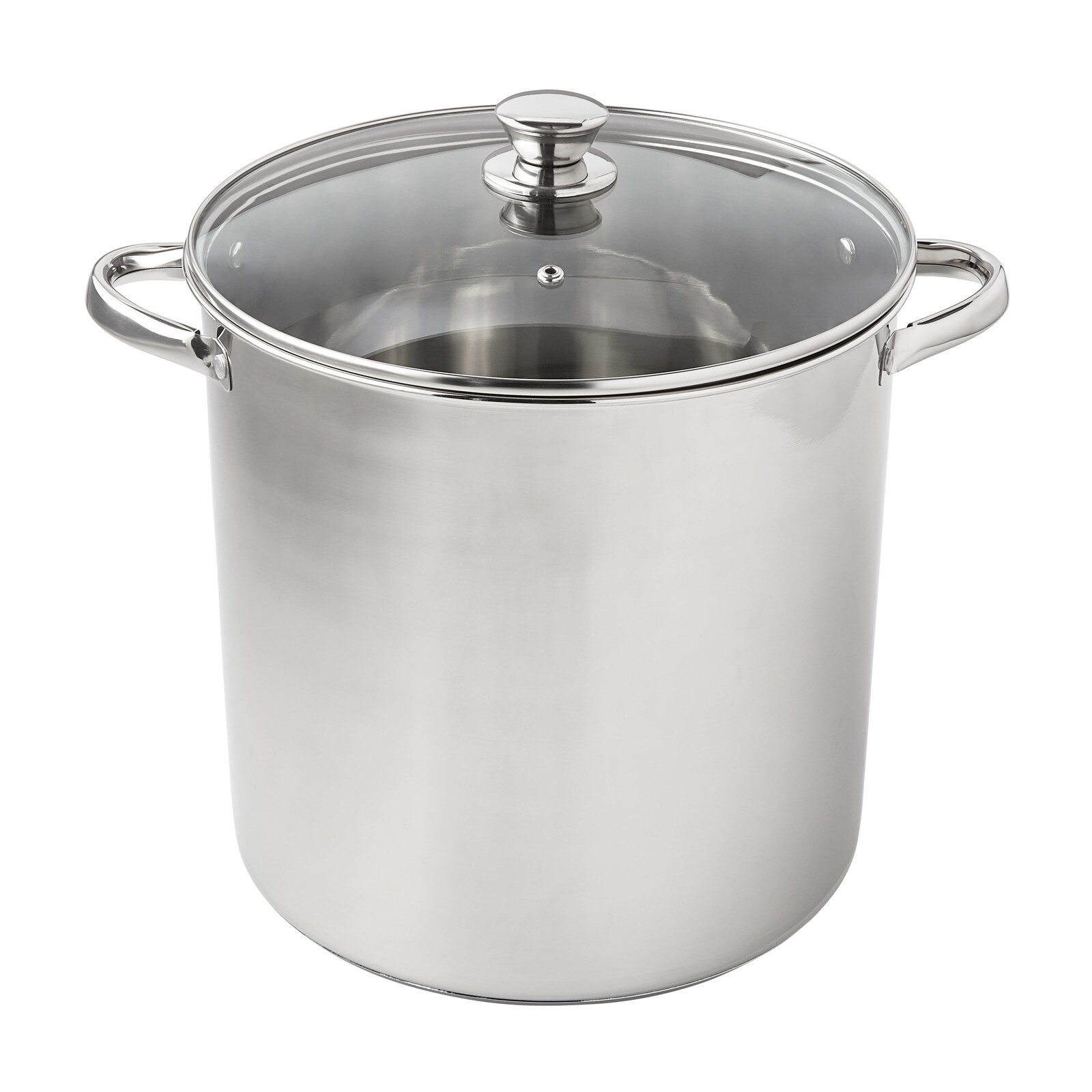 Stainless Steel 16Qt Stock Pot W/ Glass Lid Induction Compatible Dishwasher Safe