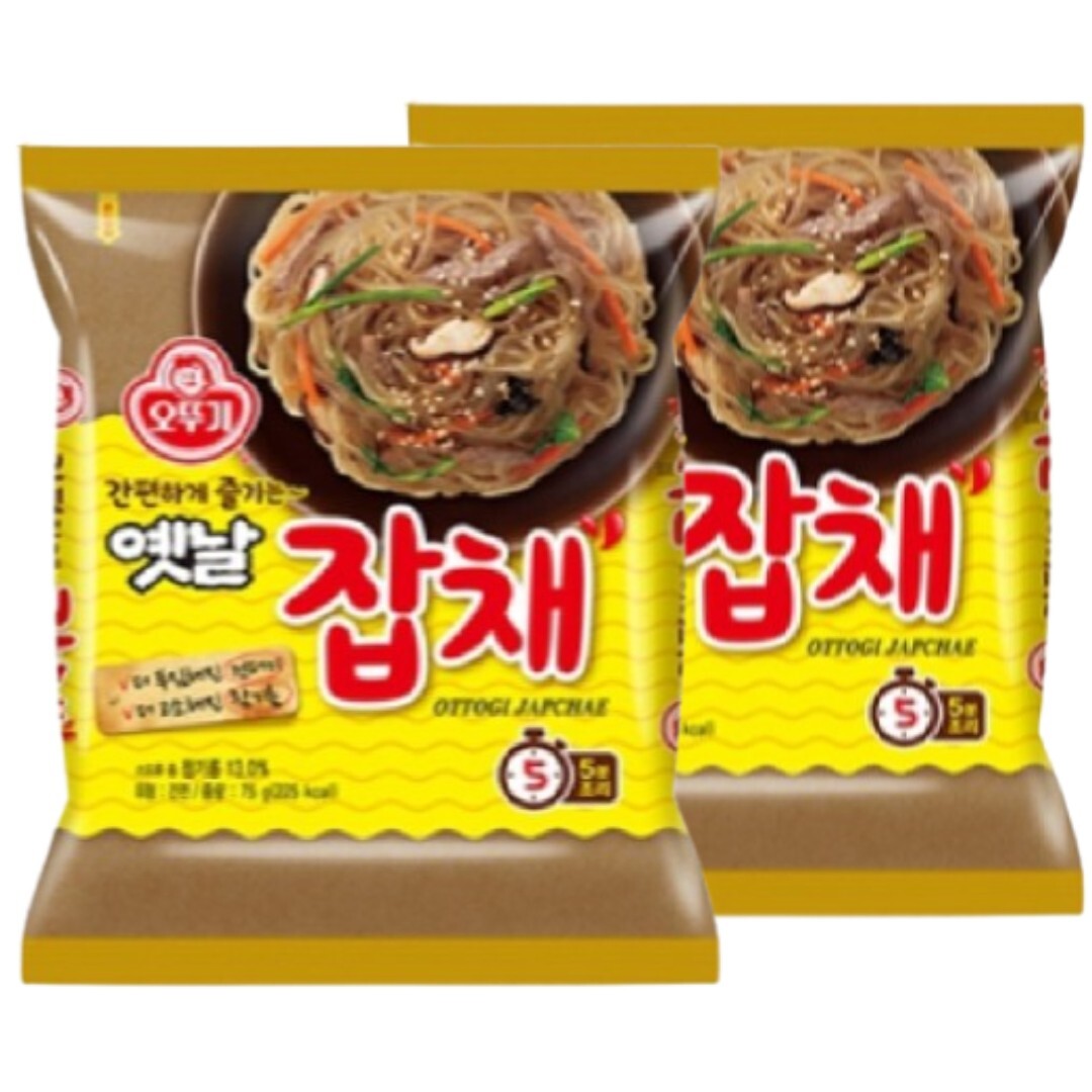 Paquete de 2 fideos salteados tradicionales coreanos OTTOGI JAPCHAE instantáneos 75 g K-Food