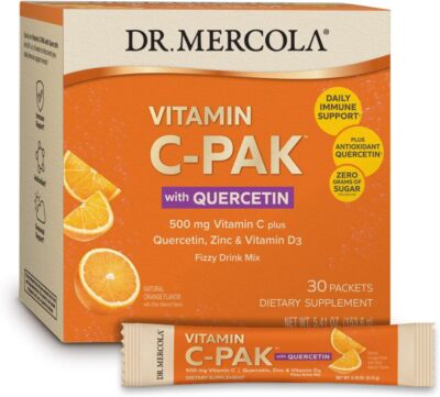 Dr. Mercola Vitamin C-Pak with Quercetin, 30 Servings (30 Packets), Fizzy... 