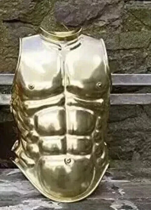 Cofre guerrero coraza romana placa medieval latón caballero musculata armadura hecha a mano Foto 3 de 3