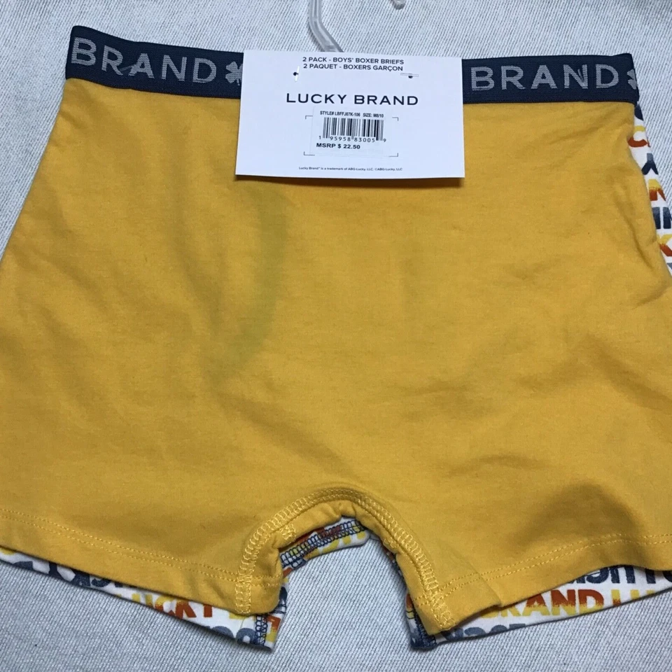 LUCKY BRAND BOYS BOXER BRIEFS SIZE 8-10 BLUE GOLD 100% COTTON NIP - Image 2 of 2