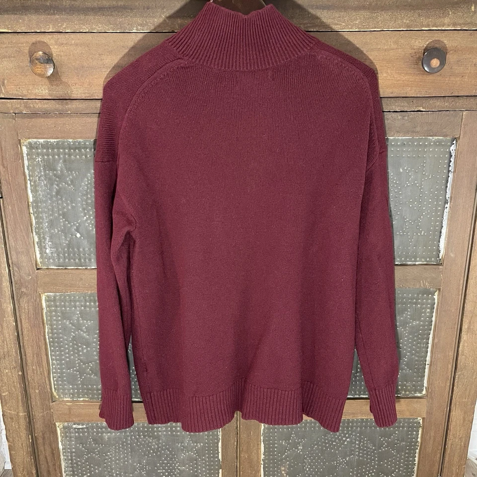 Suéter Banana Republic Mujer S Borgoña Cuello Simulado Manga Larga Algodón/Lana Foto 2 de 4