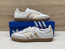 Adidas Samba OG  White Wonder  Metallic Gold Size-8.5 Women  s IH9127 New