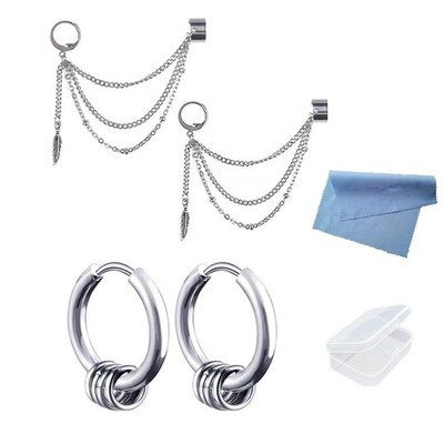 4 Stück Quaste Ear Cuff Crawler Climer Ohrring Knorpel klein Hoop Wickel Ranke C