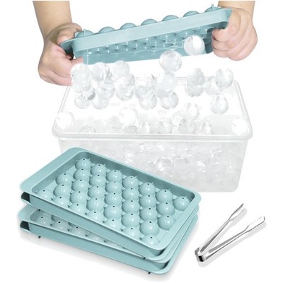 Eiswürfelform, 99 Stück, Deckel, BPA-frei, Kunststoff, blau, rund, für Cocktail