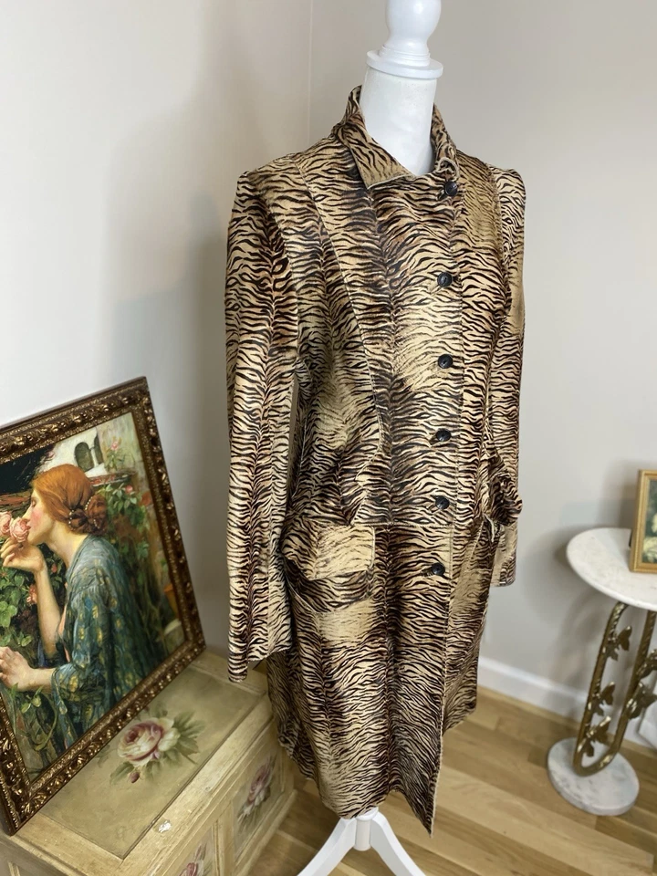 Vintage Roberto Cavalli Animal Print Leather Pony/calf Hair Y2K Coat Sz 44 M - Image 2 of 4