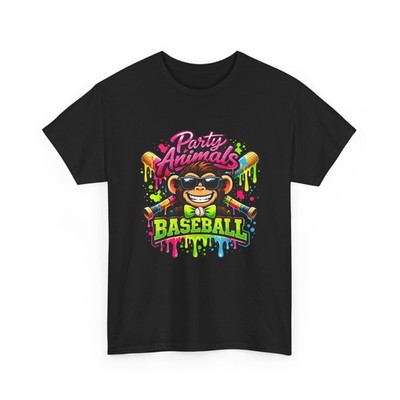 Baseball Monkey Shirt, Party Animals Baseball Ice Cream Drip T-Shirt