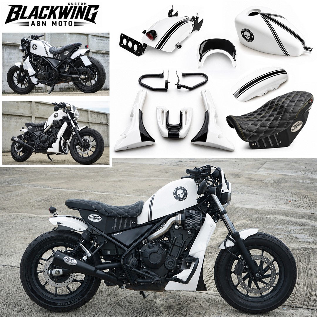 Complete Scrambler Body Kit White Fit For Honda Rebel CMX 300 500