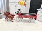 Cast Iron Horse Drawn Wagon Vintage Schultz Beer Ale Man Dog Umbrella — photo 4
