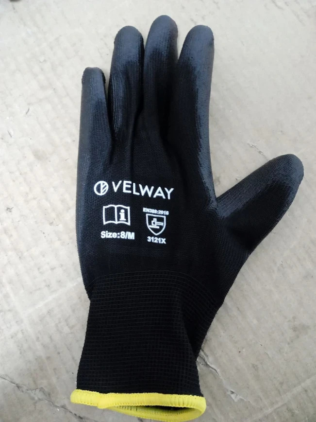 Velway Safety Work Gloves Firm Grip Non Slip PU Coated Builder Gardening 8/M New