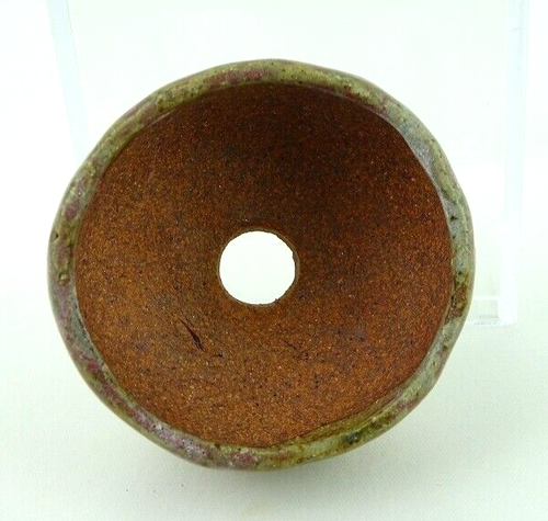 Vaso per bonsai giapponese smaltato rosso MAME tondo tre gambe usato φ1,9"... - Foto 4 di 8