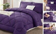 Size Comforter Set - 7 Pieces Bed in a Bag Luxury Soft Bed Set for King Purple