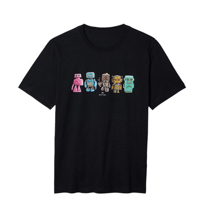 Paul Smith 'Robots' T-Shirt black Cotton All Size