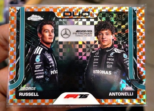 George Russell / Kimi Antonelli [Orange Checker Flag Refractor] #167 card
