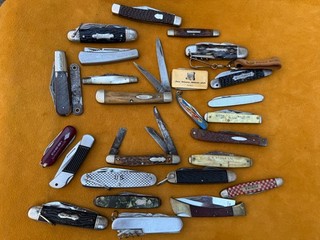 Vintage Antique Folding Pocket Knife Lot 26 Knives Case XX Schrade Simmons!!!!!!