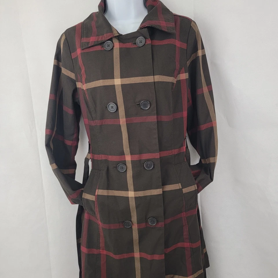 Gabardina MERONA Mujer Talla M Cuadros MARRÓN Oscuro Academia Bosque Preppy Oficina Foto 4 de 4