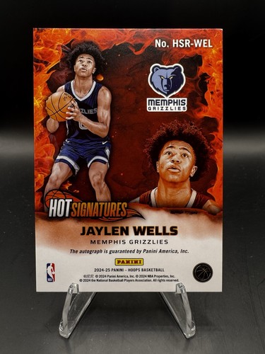 2024-25 NBA Hoops Jaylen Wells #HSR-WEL Hot Signatures Red Rookie Auto /25 - Picture 2 of 3