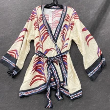 BEL KAZAN Long-Sleeve Graphic Tie-Belt Top Women's One Size Neutral