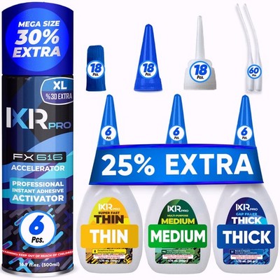 CA Glue with Activator Kit 18x1.75 oz. CA Glue (Thin Medium Thick) 16.9 oz.