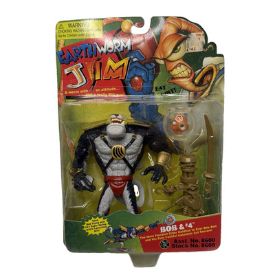 Bob & #4 Earthworm Jim Action Figures  1994 Playmates Sealed