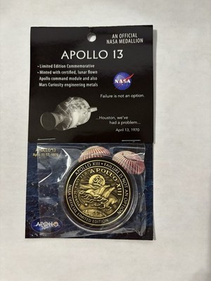 NASA Apollo 13 Medallion 50th Anniversary Contains Flown Command Module Metal...