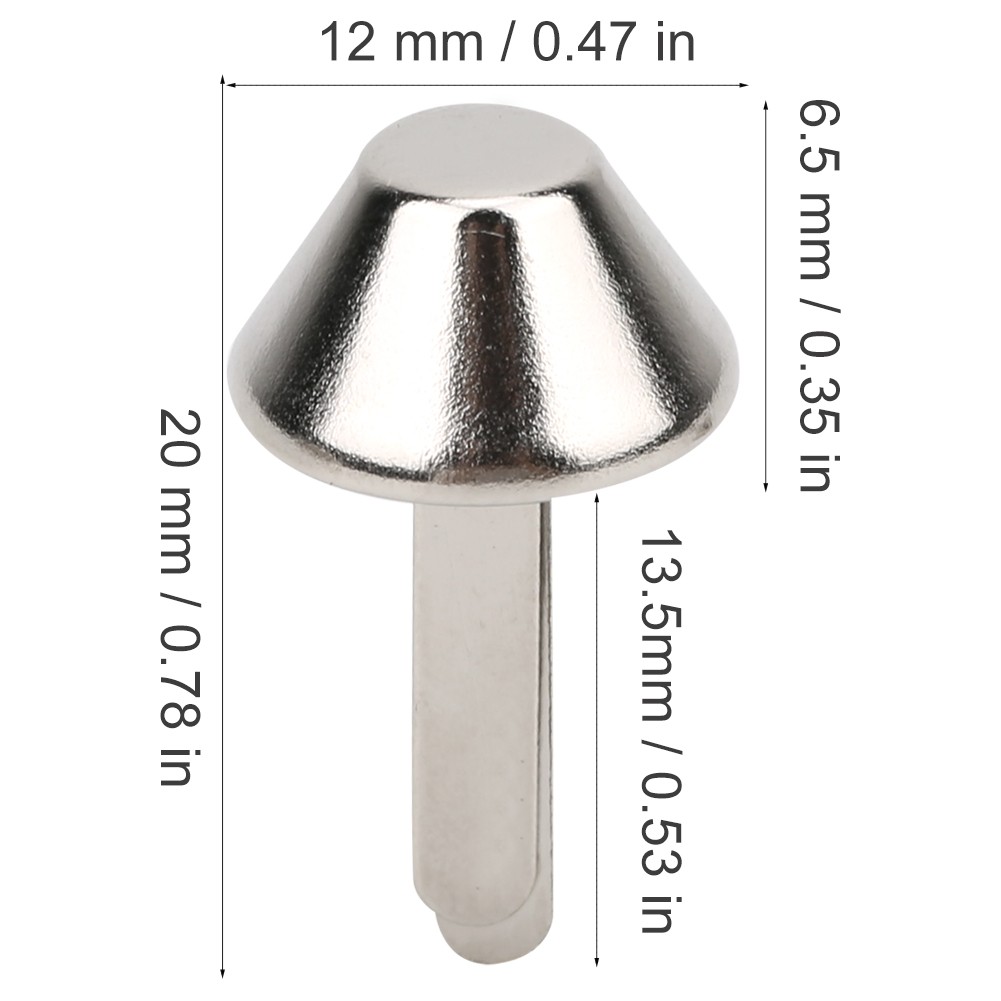 100Pcs Feet Stud Silver White Iron DIY Leather Craft Handbag Flat Mushroom KRI✈️