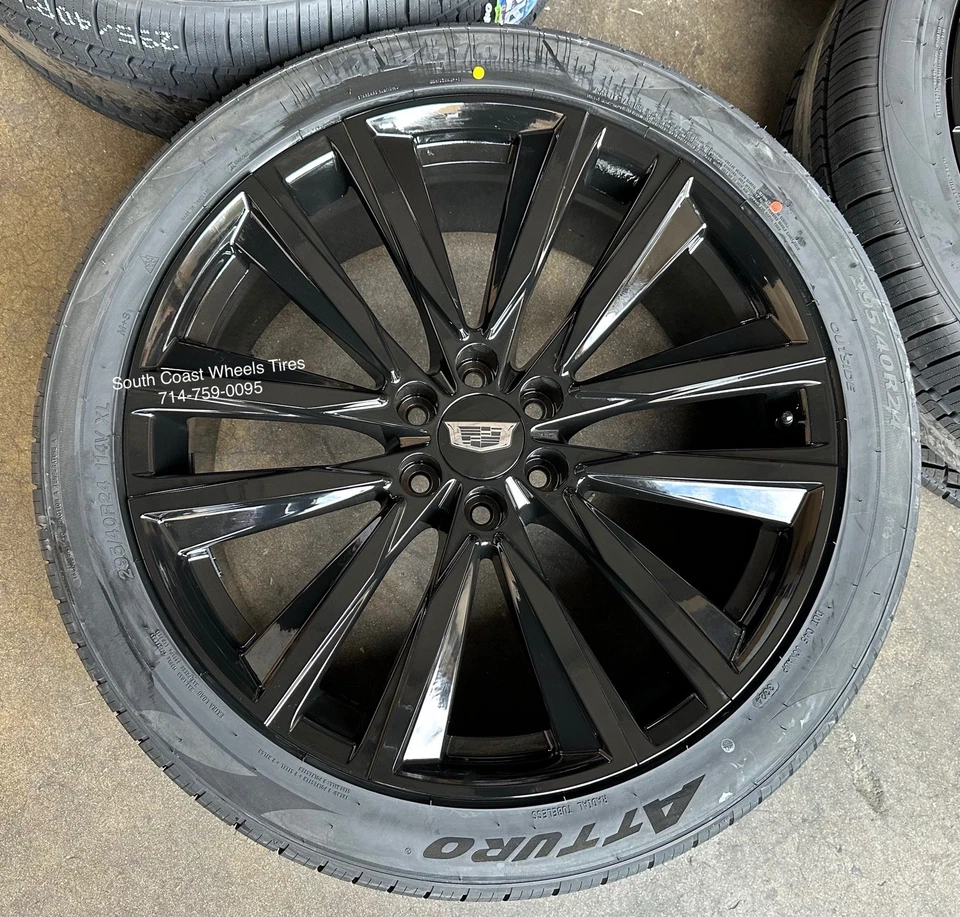 24” Inch FR90 ESCALADE BLACK WHEELS 295/40R24 TIRES Silverado Tahoe Sierra Yukon - Image 2 of 4