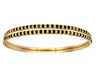 アクセサリー Crockery Bangle diverseconception SV Set of 2 Stacking Bangle Bracelets with Red Enamel Design 22 Karat