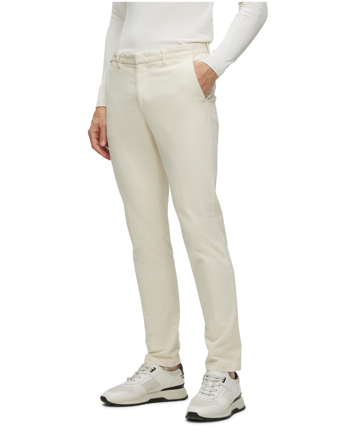 Повседневные брюки Hugo Boss Men Slim fit 4631 белые однотонные 6290₽