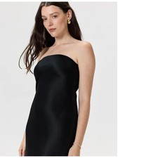 Quince Luxury Washable Stretch Silk Shirt Long Sleeve Dress Black Sz S NWT #81