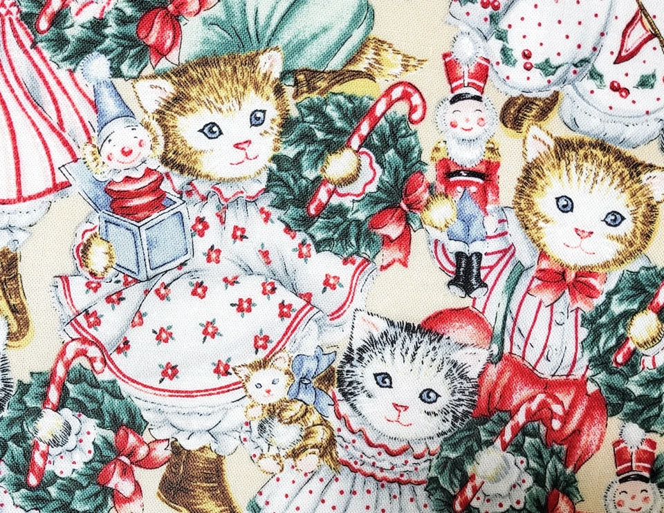 Lote de 3 ea 1/2 yd longitudes DE COLECCIÓN GATITO PEPINO NAVIDAD Colección tela ¡NUEVO! Foto 3 de 4