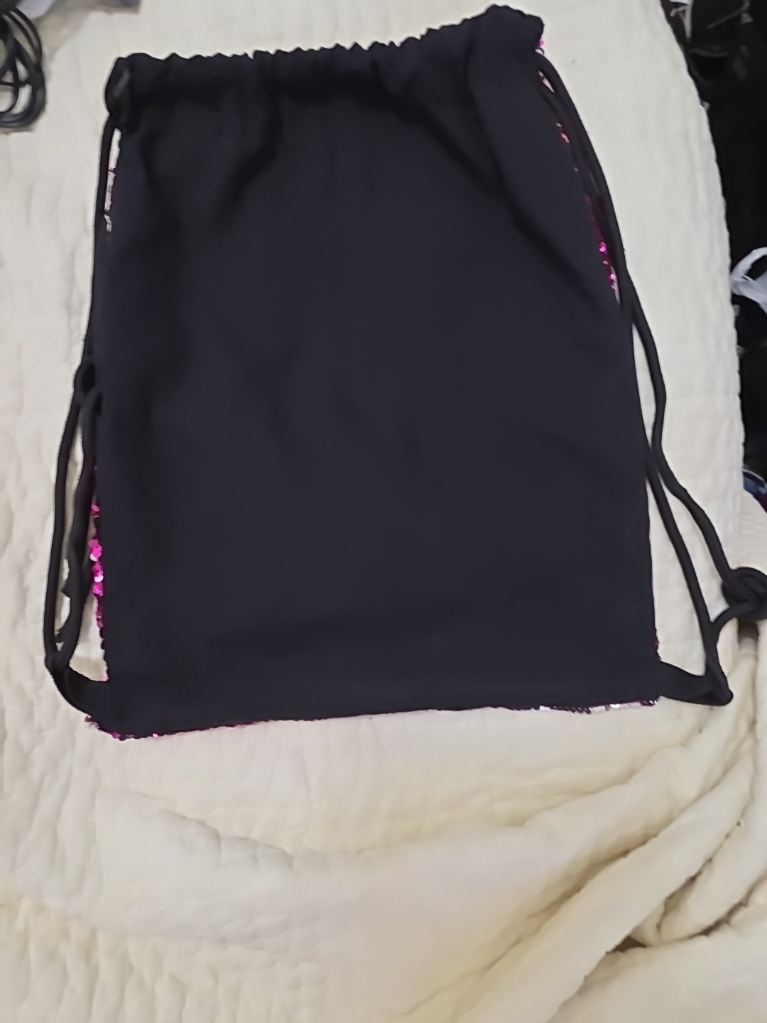 Pink Silver Sequin Drawstring Backpack  Flip Reve… - image 8