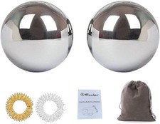 Stainless Steel Baoding Balls Set, 2 Inches Chinese Health Balls, Metal Stress